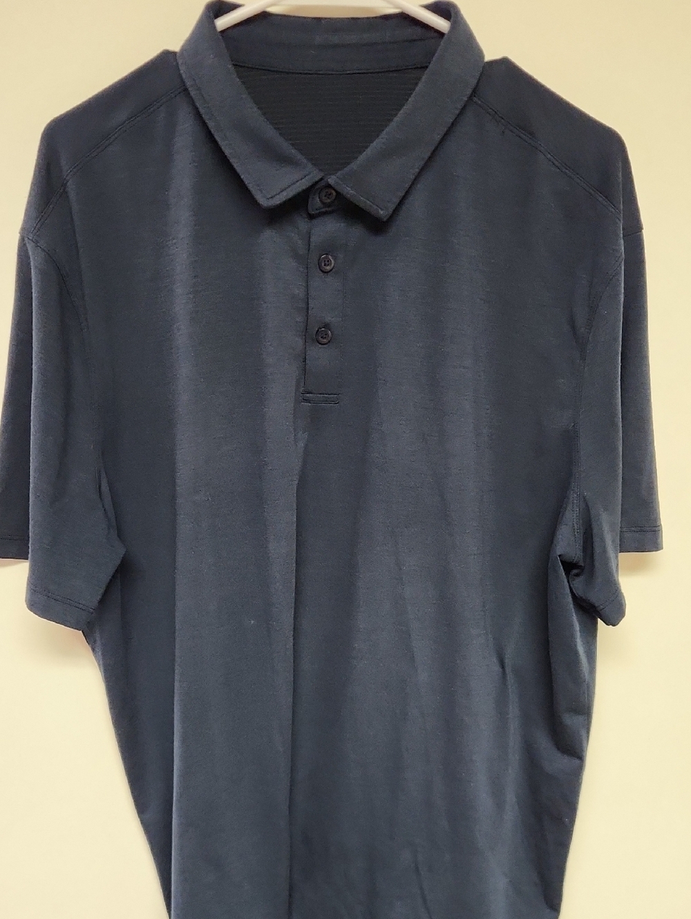 Lululemon Men’s Polo Shirt Navy Blue Performance Short Sleeve Size XL